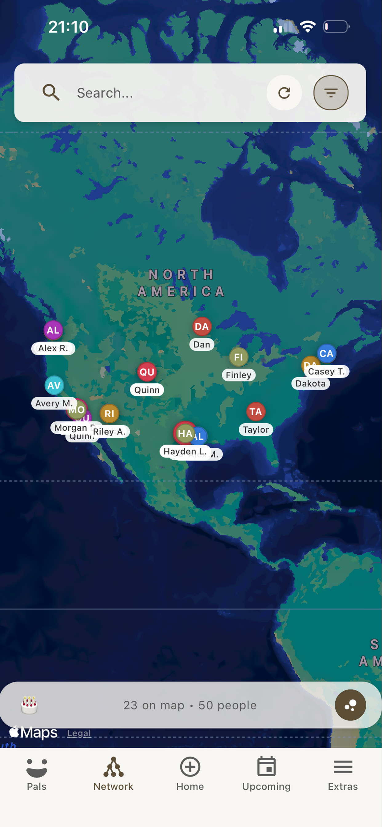 betterpal map view - see where your pals are located