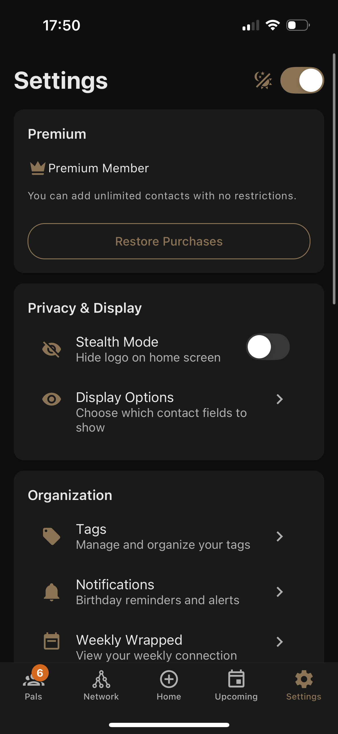 BetterPal Settings